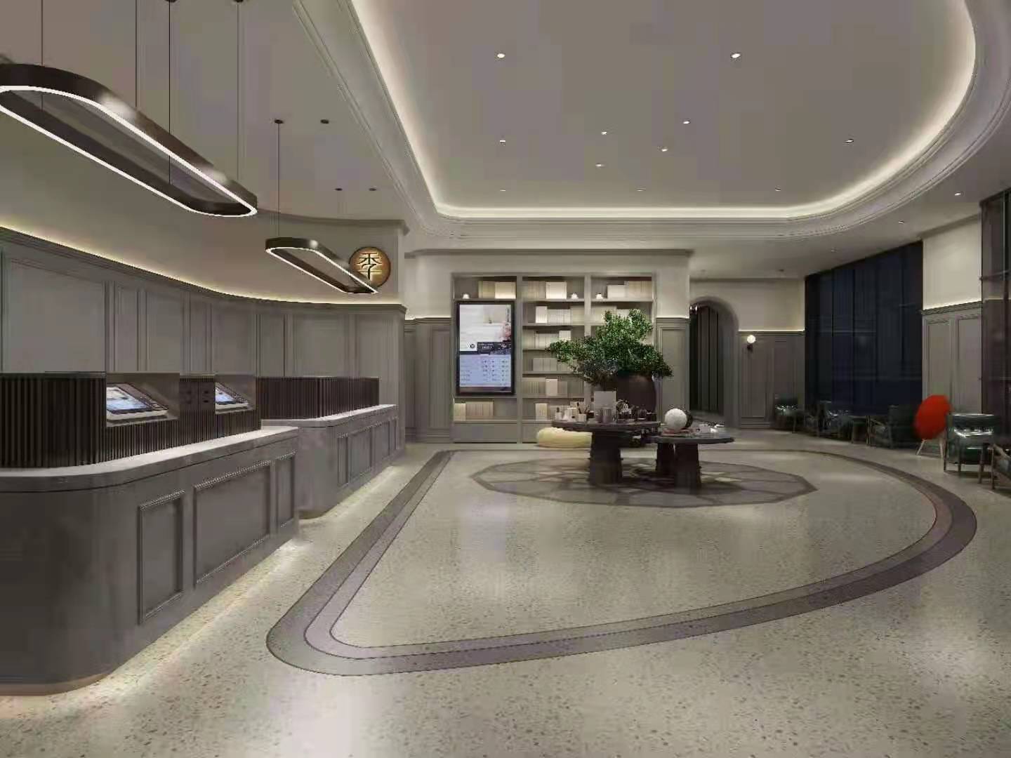 大廳水磨石地麵圖片