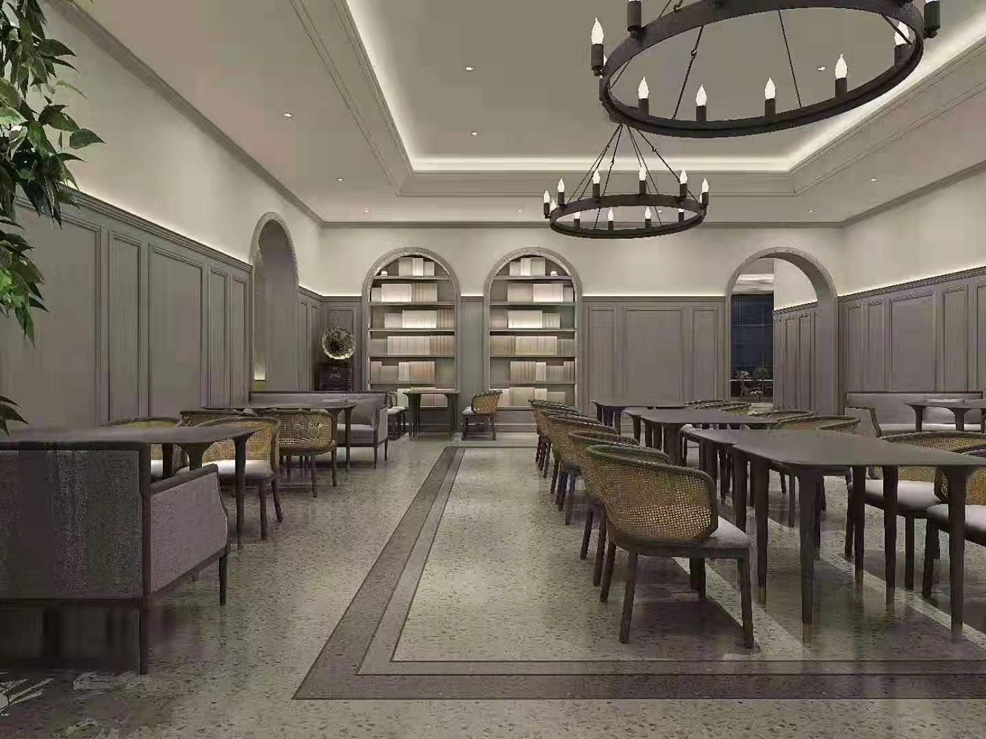 餐廳水磨石地麵效果圖片